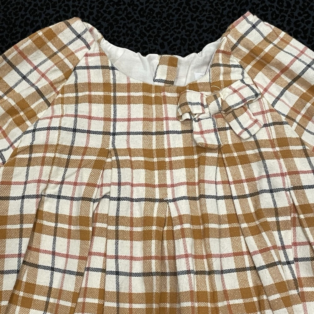 TAHARI Girls Top 8 Holiday Party Plaid Bow Pleated Lined Long Sleeves Flannel